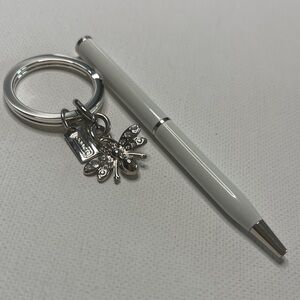 Coach Silver and White Pen with a Coach Mini Bee Charm